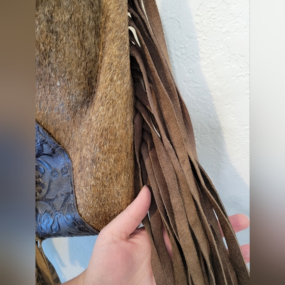 Dancing Cactus Designs Handmade Real Leather Fringe Purse Handbag Bag Cheetah - Picture 6 of 9